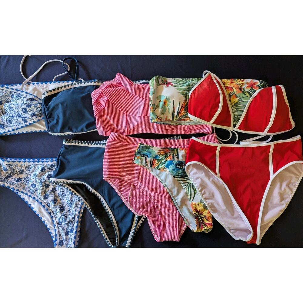 Bikini Swimsuits 2 piece Womens Size XL Lot Of 5 Tube Top Bra Padded